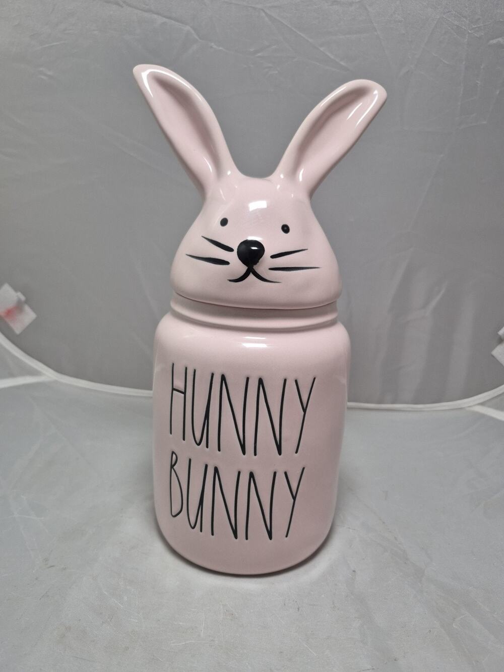 💥 Rae Dunn HUNNY BUNNY Bunny Head Pink Canister Cookie Jar NEW